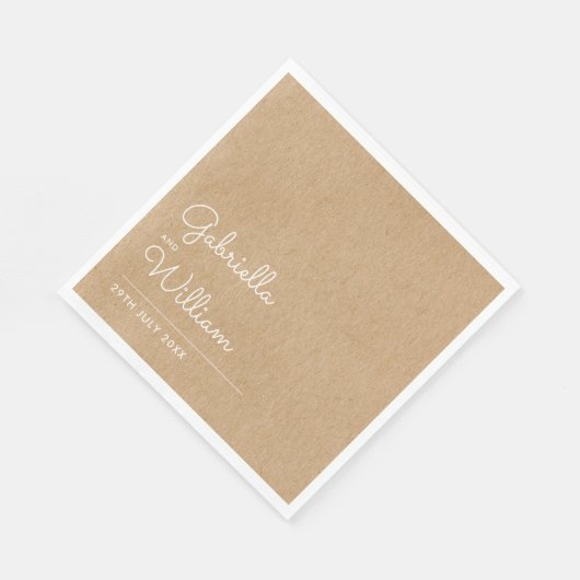 Natuurlijk Schrift Rustiek Kraft Servet (Hoek)