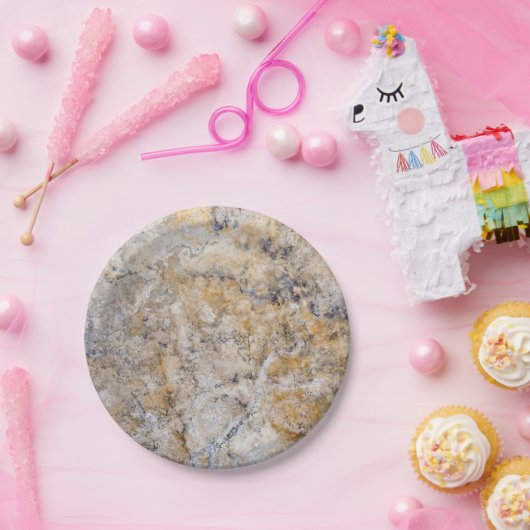 Natuurlijk steenpatroon papieren bordje (Feest)