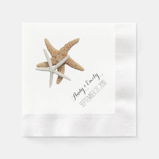 Natuurlijk Stervis Koppel Wit Persoonlijk Trouwfee Servetten (Voorkant)