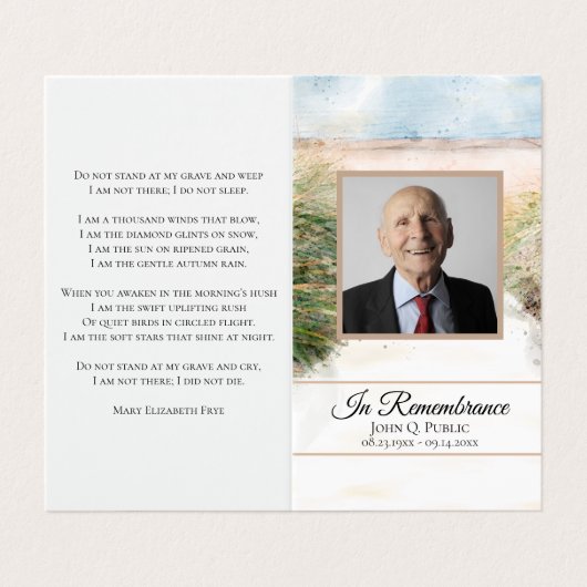 Natuurlijk strand kust begrafenis gebed visitekaartje (Buitenkant ongevouwen)