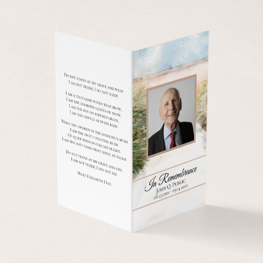 Natuurlijk strand kust begrafenis gebed visitekaartje (Buitenkant)