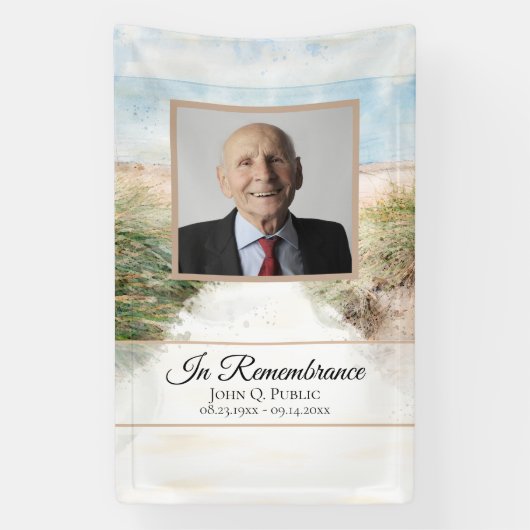 Natuurlijk strand viering van het leven begrafenis spandoek (Verticaal)