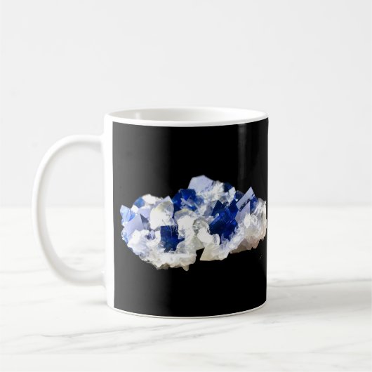 Natuurlijk Transparant Diepblauw Fluoriet Kristal  Koffiemok (Links)