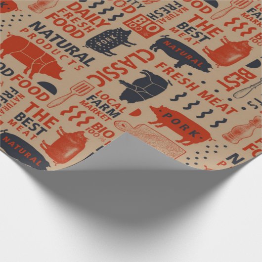 Natuurlijk vers vleespatroon cadeaupapier (Hoek)