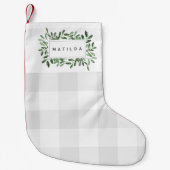 Natuurlijk vreugdevolle geruite botanische geperso kleine kerstsok (Voorkant)