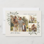 Natuurlijk vrolijk | Elegante Waterverf 3 Foto Feestdagenkaart (Voorkant)