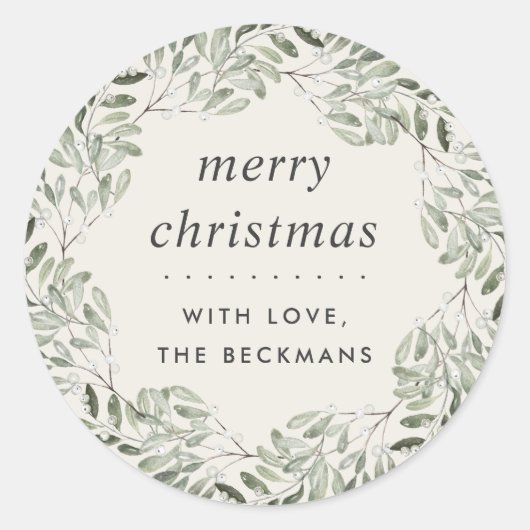 Natuurlijk vrolijk | Groen | Gepersonaliseerde ker Ronde Sticker (Voorkant)