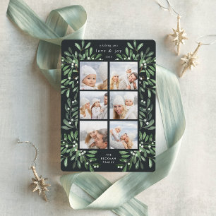 Natuurlijk vrolijke Waterverf Holiday Foto Collage Feestdagenkaart