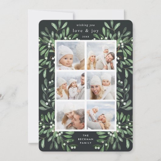 Natuurlijk vrolijke Waterverf Holiday Foto Collage Feestdagenkaart (Voorkant)