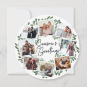 Natuurlijk vrolijke Waterverf Ronde Foto Collage Feestdagenkaart (Voorkant)