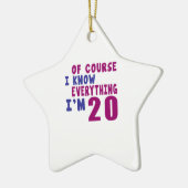 Natuurlijk weet ik alles wat ik 20 ben keramisch ornament (Links)