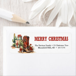 Natuurlijk wild west avontuur met rode laarzen etiket