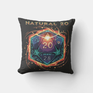 Natuurlijke 20 Vlammende D20 Dobbelstenen   Episch Kussen