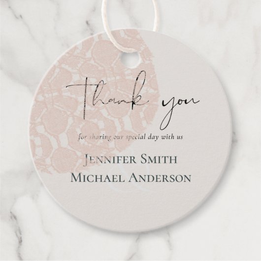 Natuurlijke aarde salie roze blos roze dank je bedankjes labels (Voorkant)
