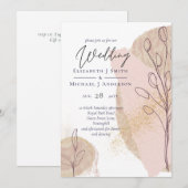 Natuurlijke Aardetinten Abstracte Trouwkaart (Voorkant / Achterkant)