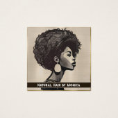 Natuurlijke Afro-Amerikaanse Hair Salon Visitekaar Vierkante Visitekaartjes (Voorkant)