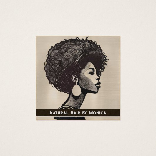 Natuurlijke Afro-Amerikaanse Hair Salon Visitekaar Vierkante Visitekaartjes (Voorkant)