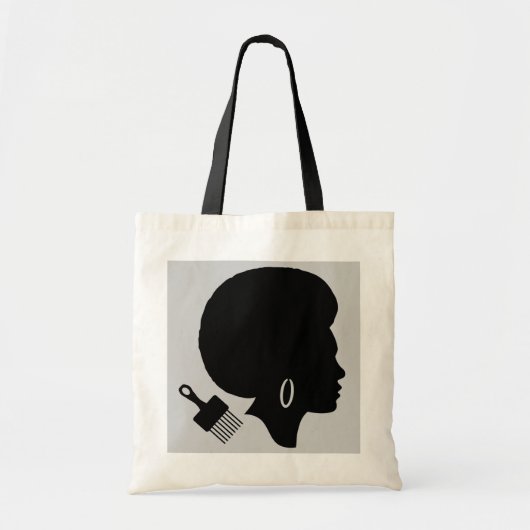 NATUURLIJKE AFRO HAAR VROUW MET AFRO PICK TOTE BAG (Voorkant)