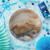 Natuurlijke agaatsteen, authentieke kleuren en ont papieren bordje (Feest)