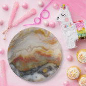 Natuurlijke agaatsteen, authentieke kleuren en ont papieren bordje (Feest)