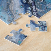 Natuurlijke Attractie 2 Blauwe Geode Abstract Puzz Legpuzzel (Zijkant)