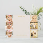 Natuurlijke Baby Dank u 6 Foto Lijst Platte Kaarte Bedankkaart (Staand voorkant)
