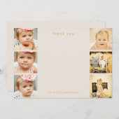Natuurlijke Baby Dank u 6 Foto Lijst Platte Kaarte Bedankkaart (Voorkant / Achterkant)