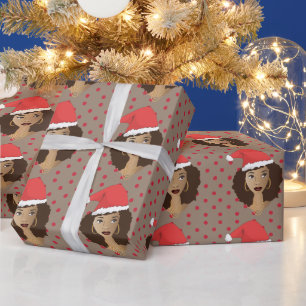 Natuurlijke Beauty Santa Hat, Red Polka Dot Brown Cadeaupapier