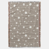 Natuurlijke beige en witte sterren slinger deken (Voorkant Verticaal)