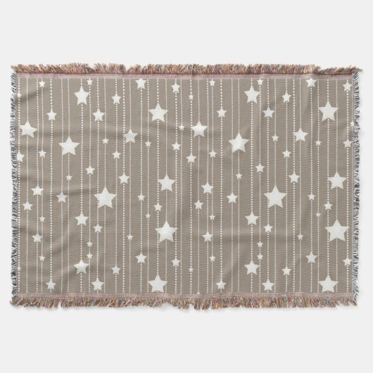 Natuurlijke beige en witte sterren slinger deken (Voorkant)