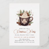 Natuurlijke Beige Hete Cacao Kerstmis Folie Uitnodiging (Voorkant)