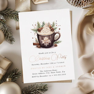 Natuurlijke Beige Hot Cocoa Kerst  Folie Uitnodiging