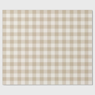 Natuurlijke Beige Klassieke Ginghamruit Cadeaupapier