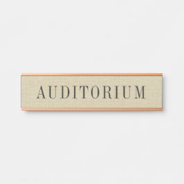 Natuurlijke Beige Linnen Stof Met Grijze Typografi Deurbordje