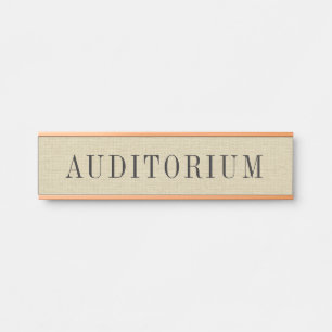 Natuurlijke Beige Linnen Stof Met Grijze Typografi Deurbordje