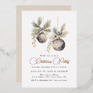Natuurlijke Beige Roze gouden Kerstballen Folie Uitnodiging