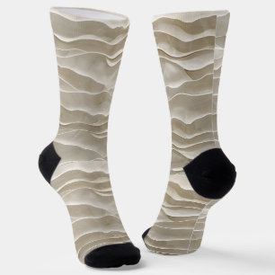 Natuurlijke Beige Wave Art Sokken