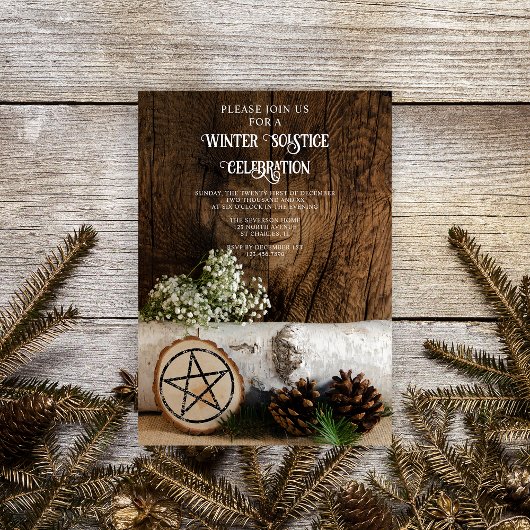 Natuurlijke Berkenboom Log Pine Cones Winter Solst Kaart