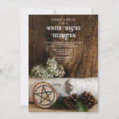 Natuurlijke Berkenboom Log Pine Cones Winter Solst Kaart (Voorkant)