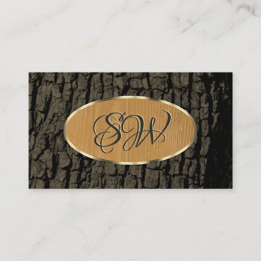 Natuurlijke bijtende goudgrens met boomschors met  visitekaartje (Voorkant)