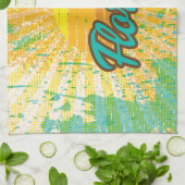 Natuurlijke, bijtende palmboom en zon theedoek (Gevouwen)