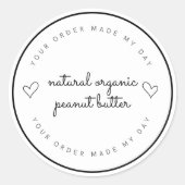 "Natuurlijke biologische notenboter sticker | Op m (Voorkant)