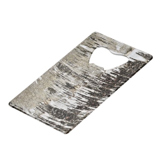 Natuurlijke Birch Bark Creditkaart Flessenopener (Voorkant Gekanteld)
