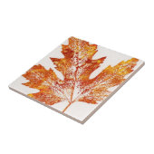 Natuurlijke bladdruk van herfst in sinaasappel Gee Tegeltje (Zijkant)