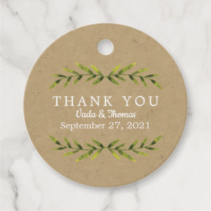 Natuurlijke bladeren, dank je bedankjes labels