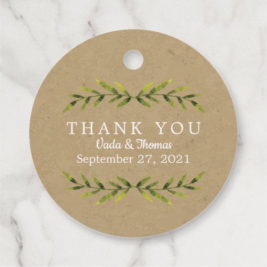 Natuurlijke bladeren, dank je bedankjes labels (Achterkant)