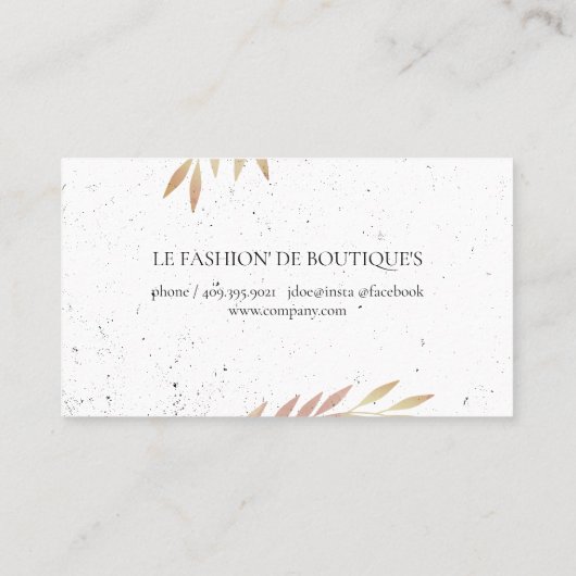 Natuurlijke bladeren en gespikkeld visitekaartje (Achterkant)