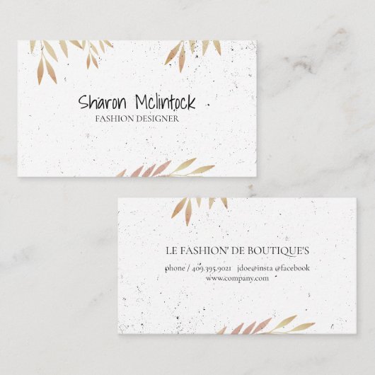 Natuurlijke bladeren en gespikkeld visitekaartje (Voorkant / Achterkant)