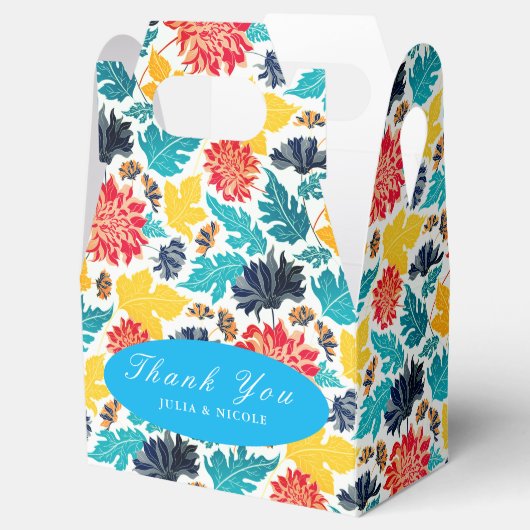 Natuurlijke Blauw Geel Waterverf Zonnebloemen Brui Bedankdoosjes (Geopend)