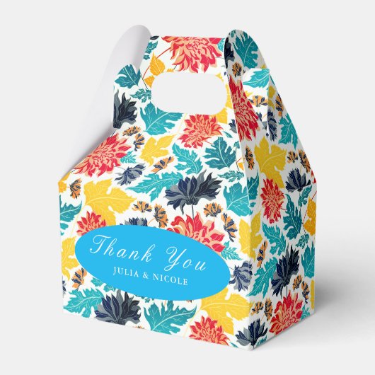 Natuurlijke Blauw Geel Waterverf Zonnebloemen Brui Bedankdoosjes (Voorkant Zijde)